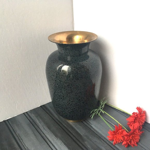 Brass Enamel Vase - Picture 2 of 7